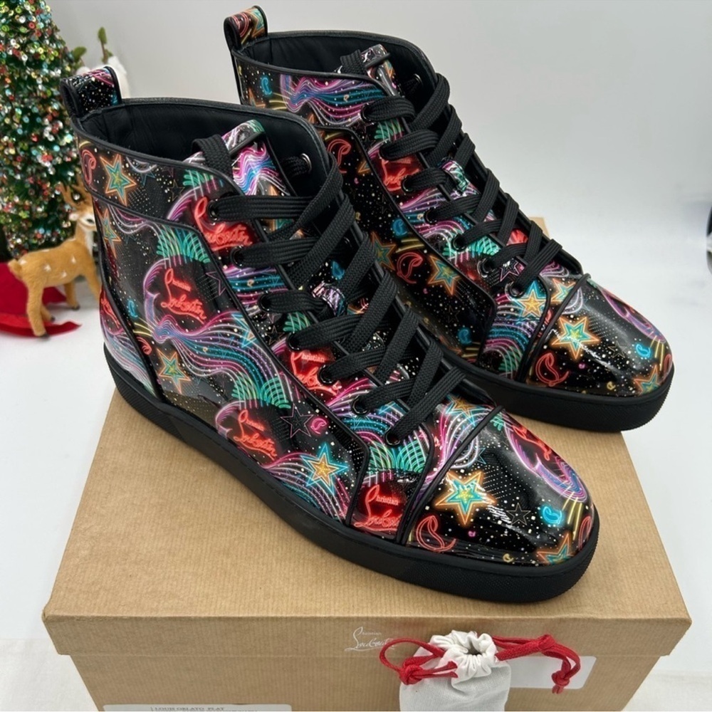 Men’s Christian Louboutin starlight patent leather sneakers size 43 made Italy